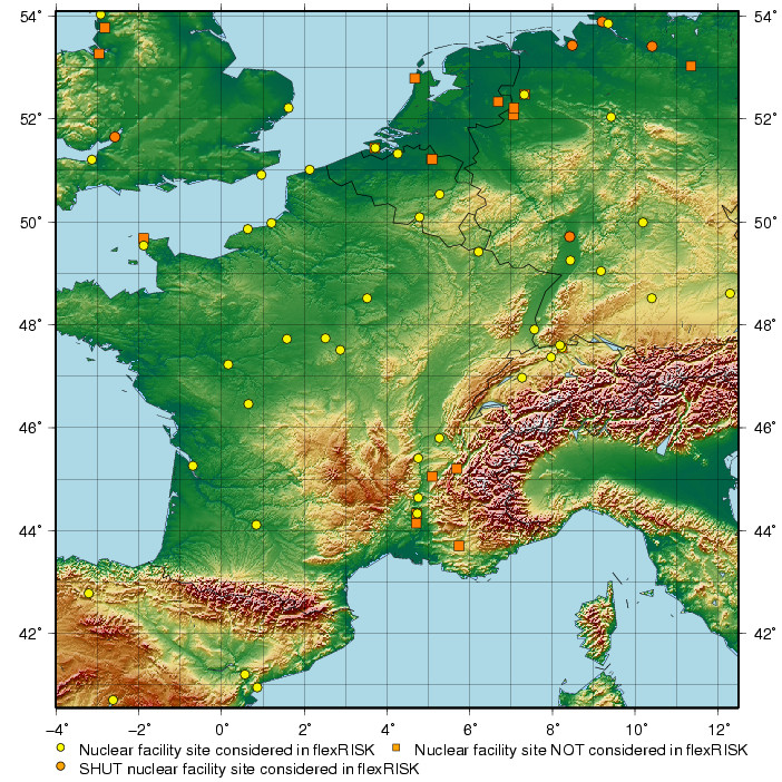 Map of nuclear sites